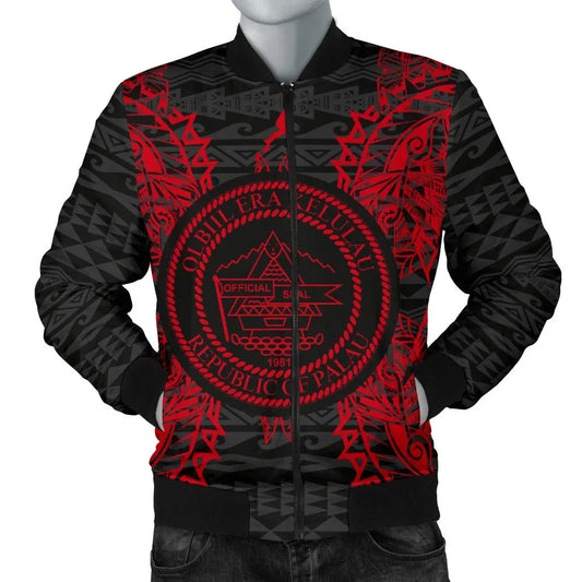 Palau Polynesian Bomber Jacket Map Red