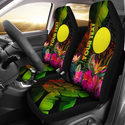 Palau Polynesian Personalised Car Seat Covers -  Hibiscus and Banana Leaves