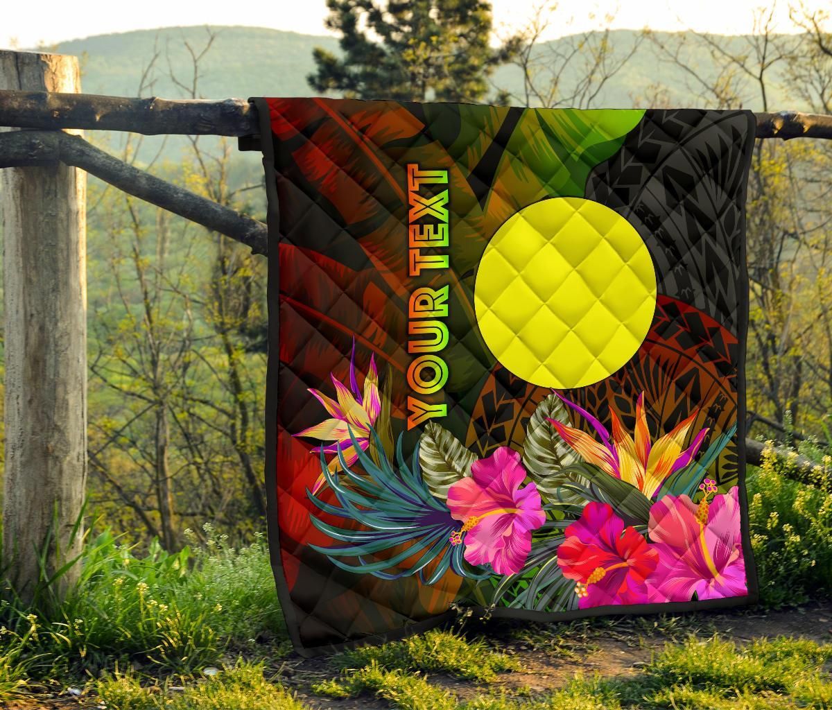 Palau Polynesian Personalised Premium Quilt -  Hibiscus and Banana Leaves