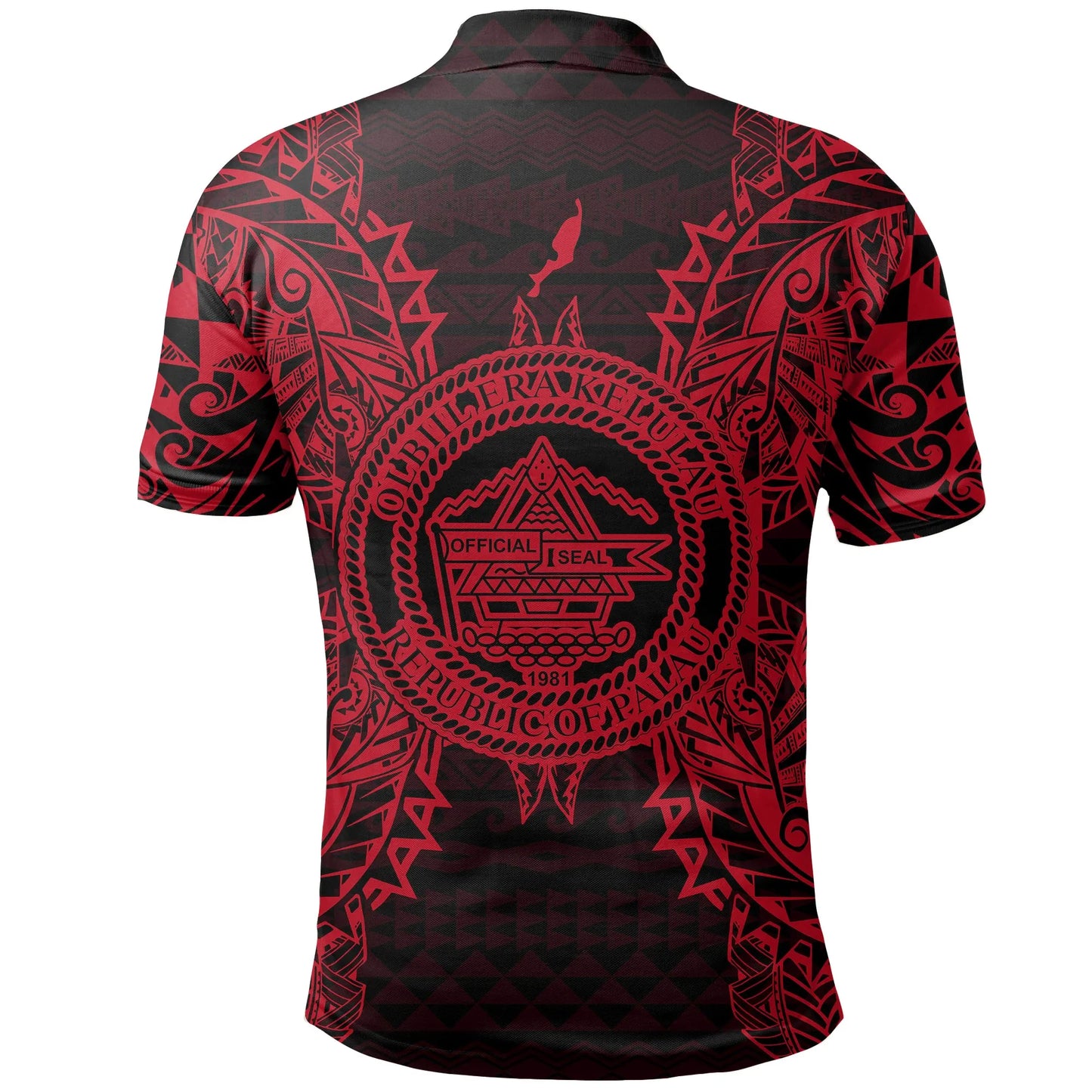 Palau Polo Shirt - Palau Seal Map Polynesian Tattoo Red