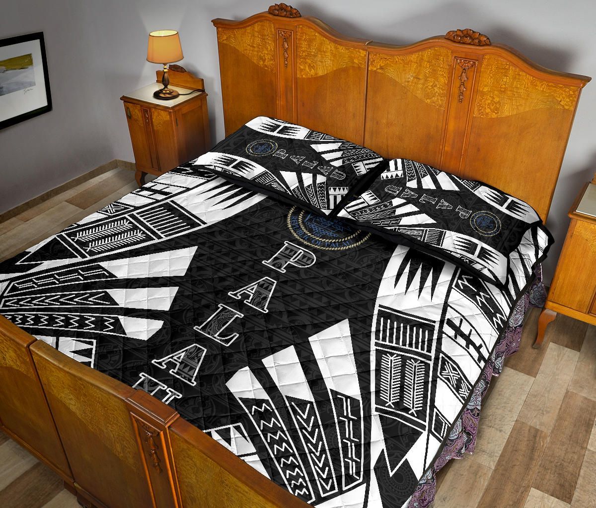 Northern Mariana Islands Quilt Bed Set - Northern Mariana Islands Seal & Polynesian White Tattoo Style