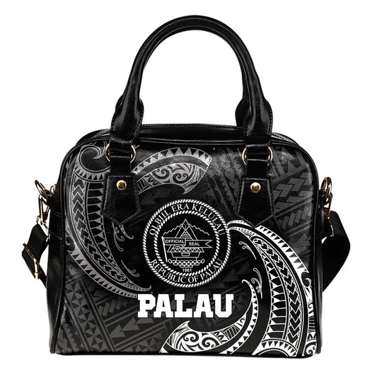 Palau Polynesian Shoulder Handbag - White Tribal Wave