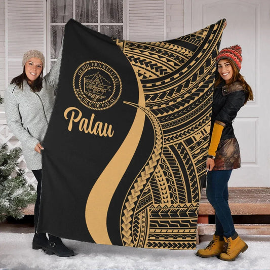 Palau Premium Blanket - Gold Polynesian Tentacle Tribal Pattern Crest