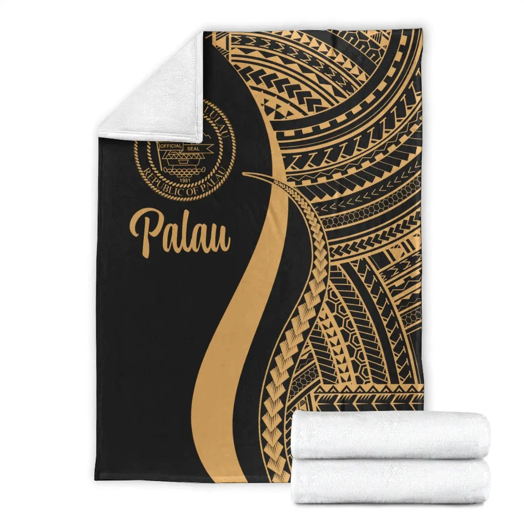 Palau Premium Blanket - Gold Polynesian Tentacle Tribal Pattern Crest