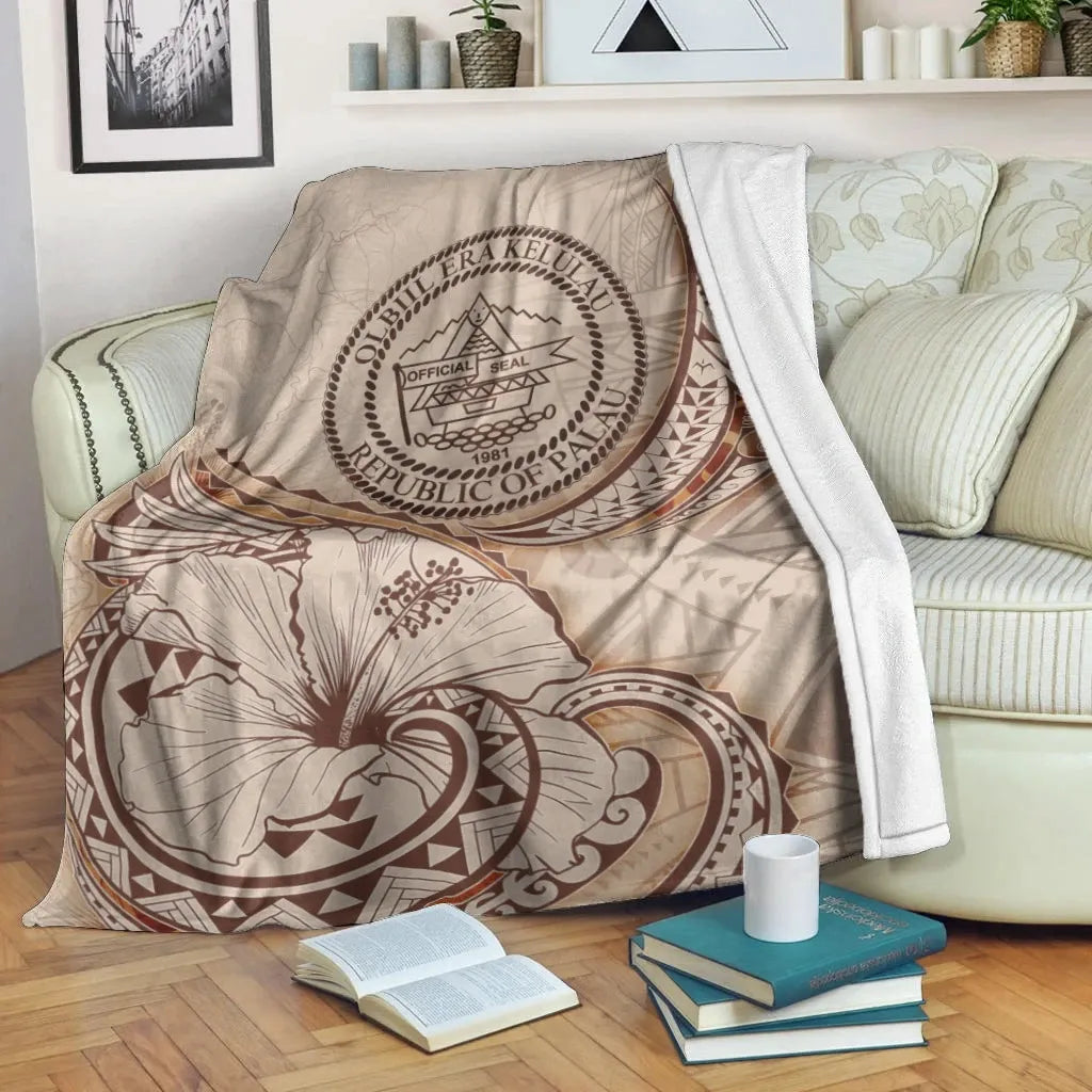 Palau Premium Blanket - Hibiscus Flowers Vintage Style
