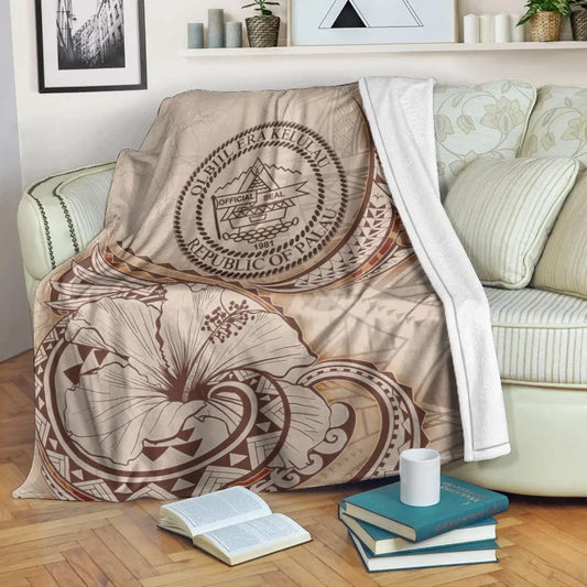 Palau Premium Blanket - Hibiscus Flowers Vintage Style