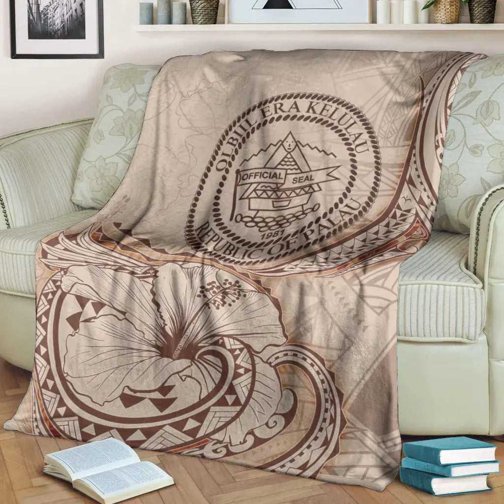 Palau Premium Blanket - Hibiscus Flowers Vintage Style