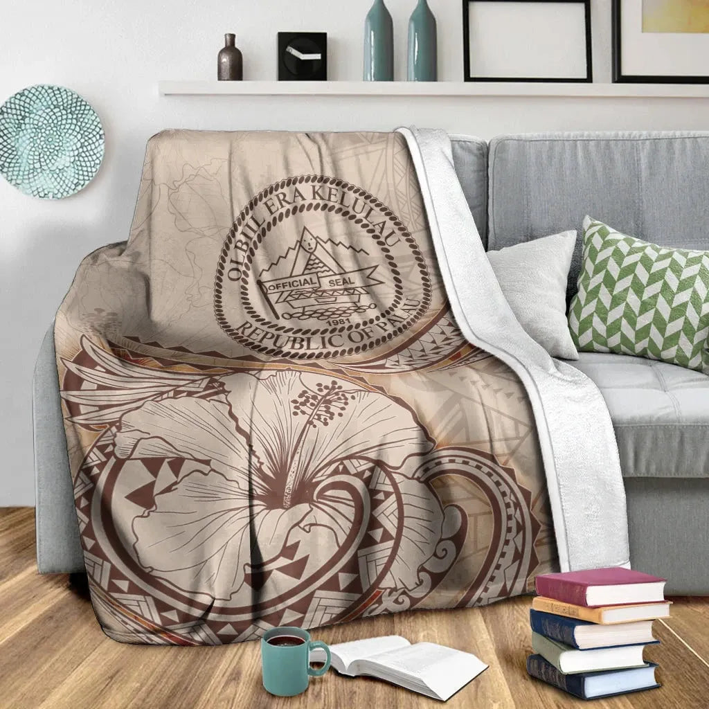 Palau Premium Blanket - Hibiscus Flowers Vintage Style