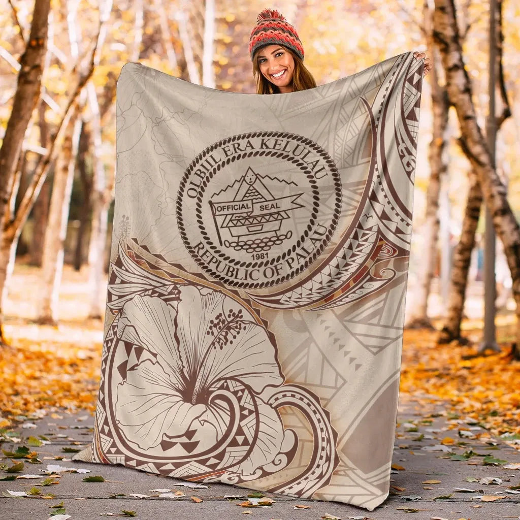 Palau Premium Blanket - Hibiscus Flowers Vintage Style