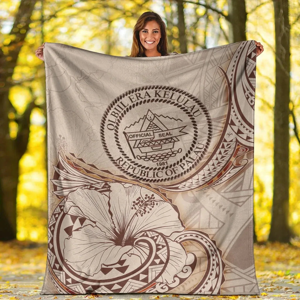 Palau Premium Blanket - Hibiscus Flowers Vintage Style
