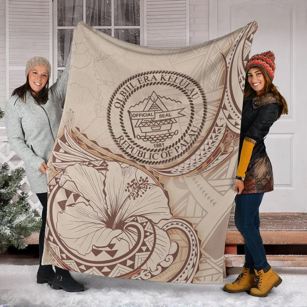 Palau Premium Blanket - Hibiscus Flowers Vintage Style