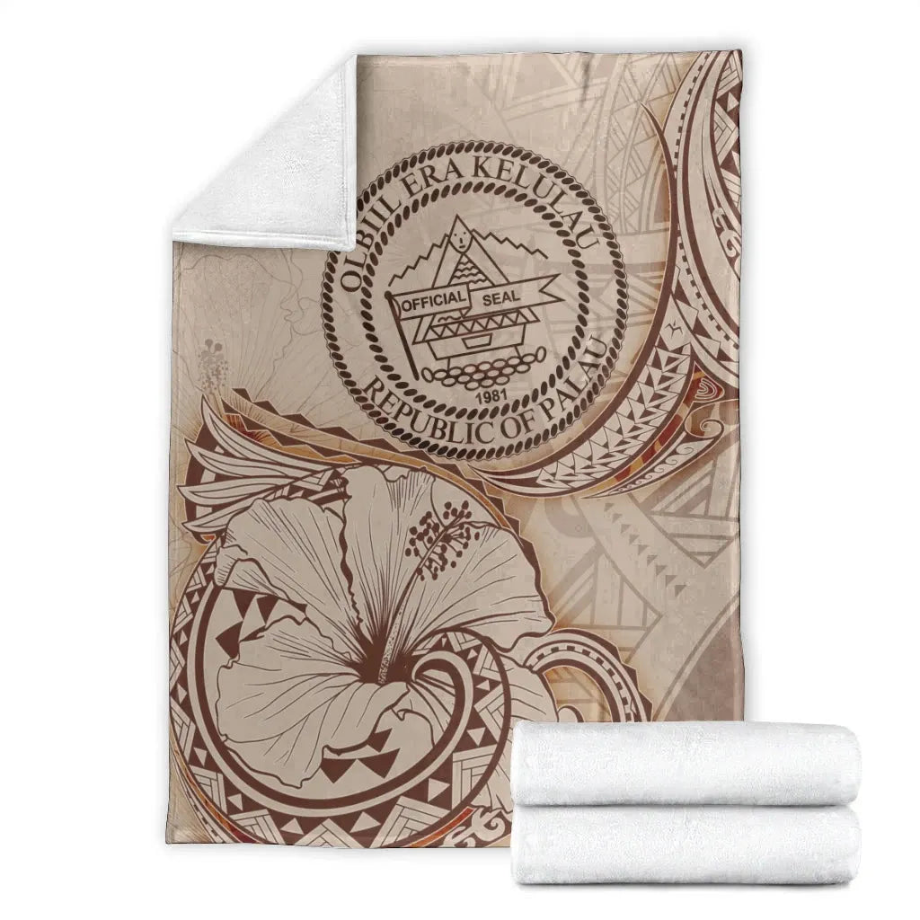 Palau Premium Blanket - Hibiscus Flowers Vintage Style
