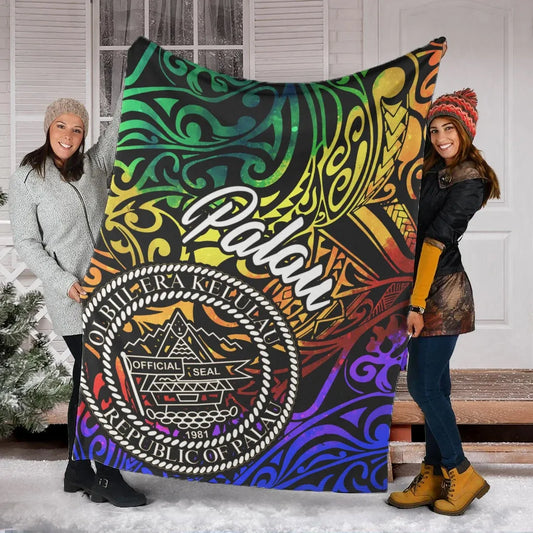 Palau Premium Blanket - Rainbow Polynesian Pattern