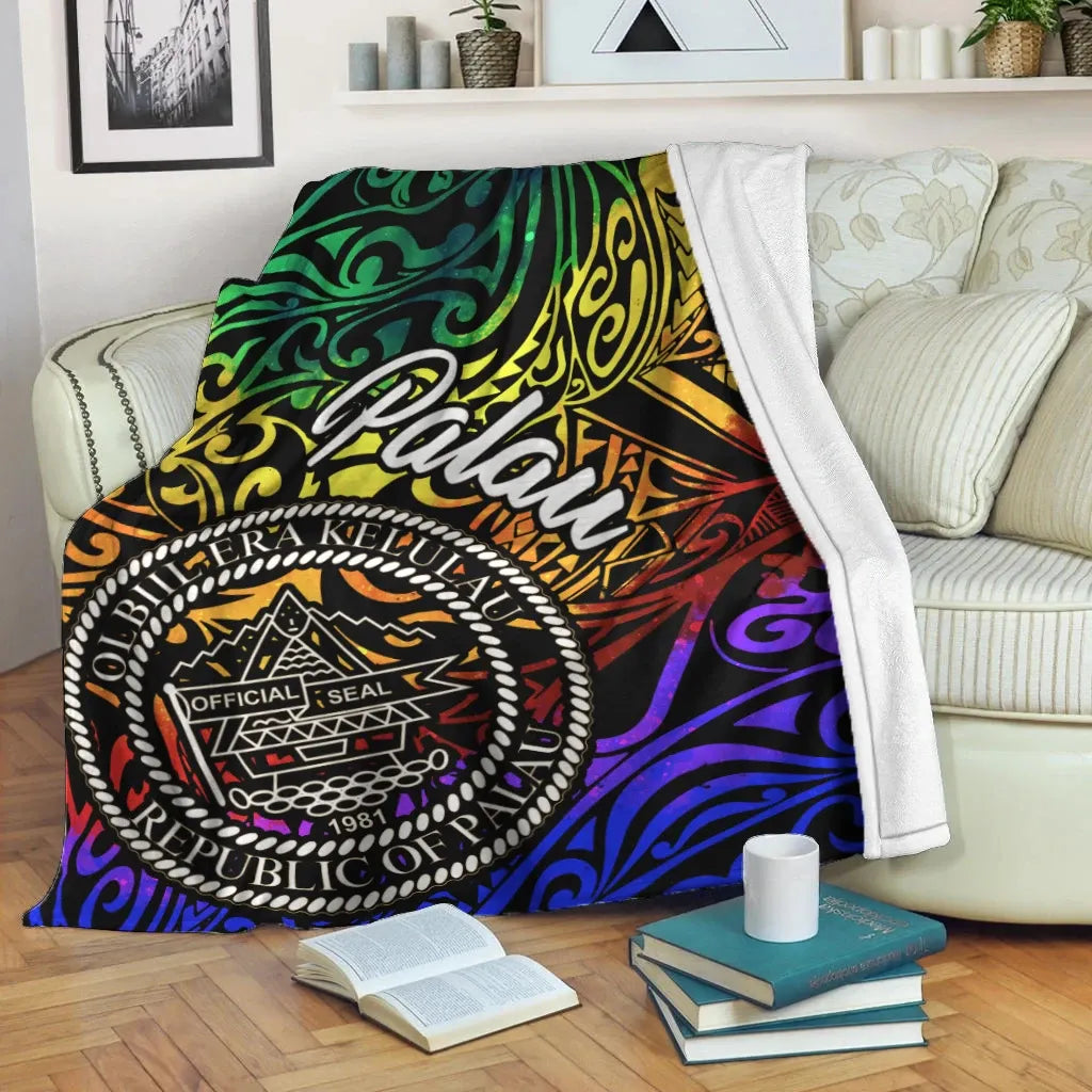 Palau Premium Blanket - Rainbow Polynesian Pattern