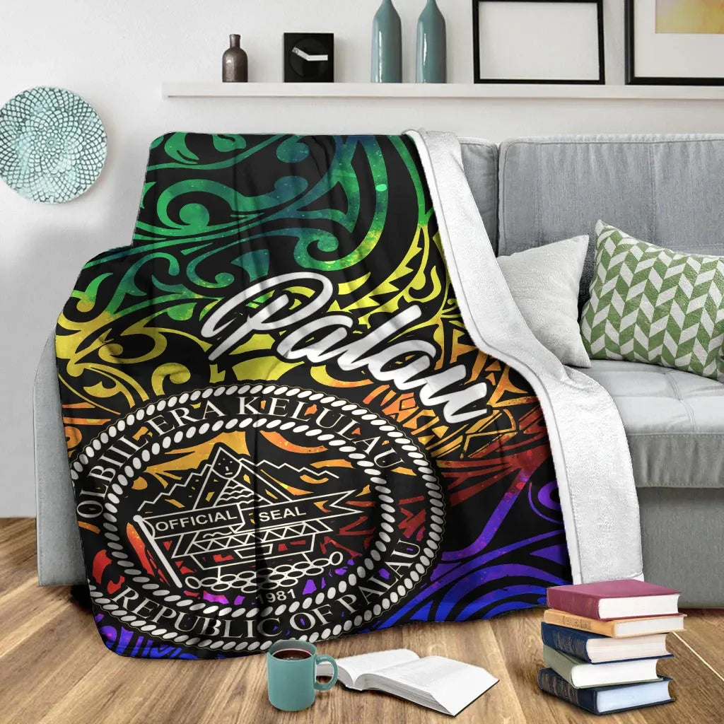 Palau Premium Blanket - Rainbow Polynesian Pattern