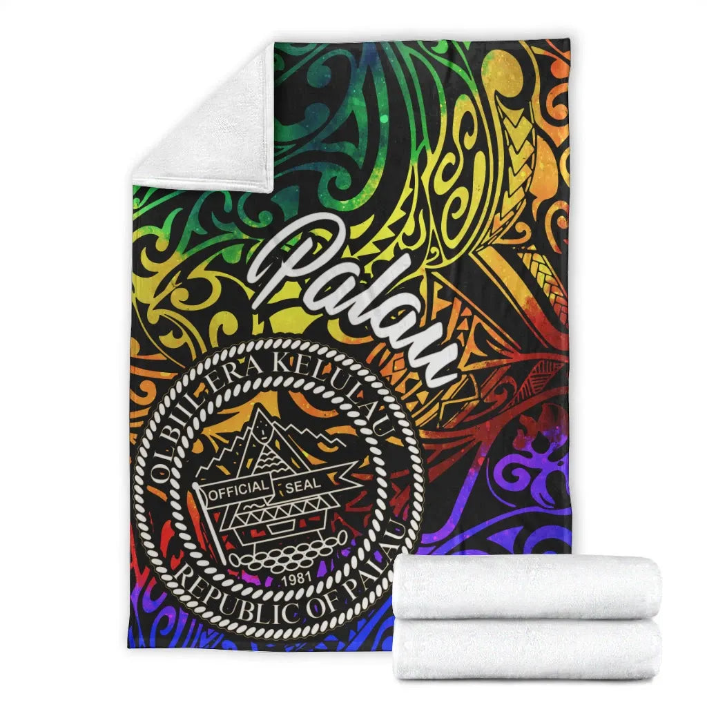 Palau Premium Blanket - Rainbow Polynesian Pattern