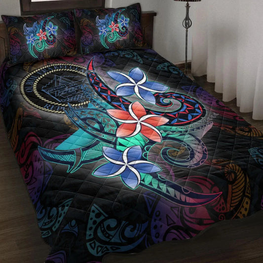 Palau Quilt Bed Set - Plumeria Flowers Style