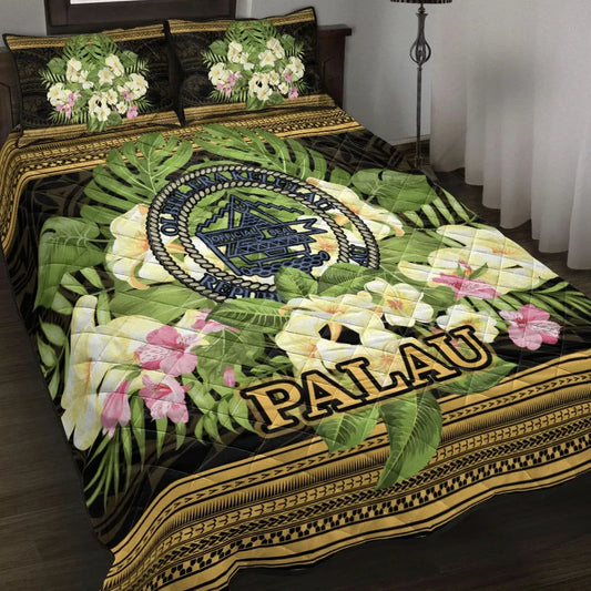 Palau Quilt Bed Set - Polynesian Gold Patterns Collection