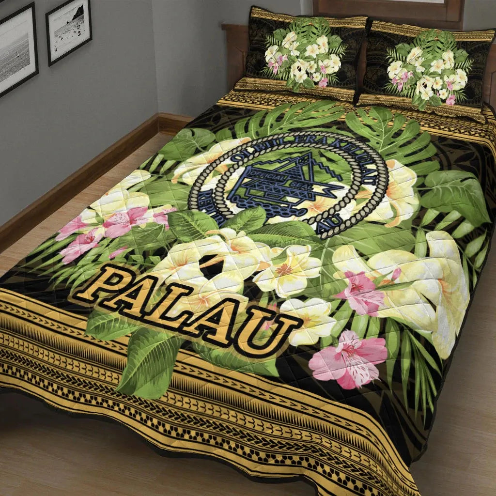 Palau Quilt Bed Set - Polynesian Gold Patterns Collection