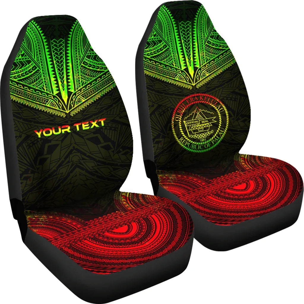 Palau Custom Personalised Car Seat Cover - Palau Seal Polynesian Chief Tattoo Reggae Version
