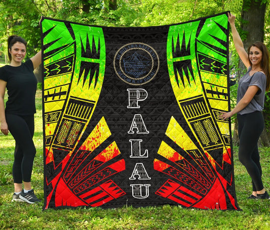 Palau Premium Quilt - Palau Seal Polynesian Reggae Tattoo