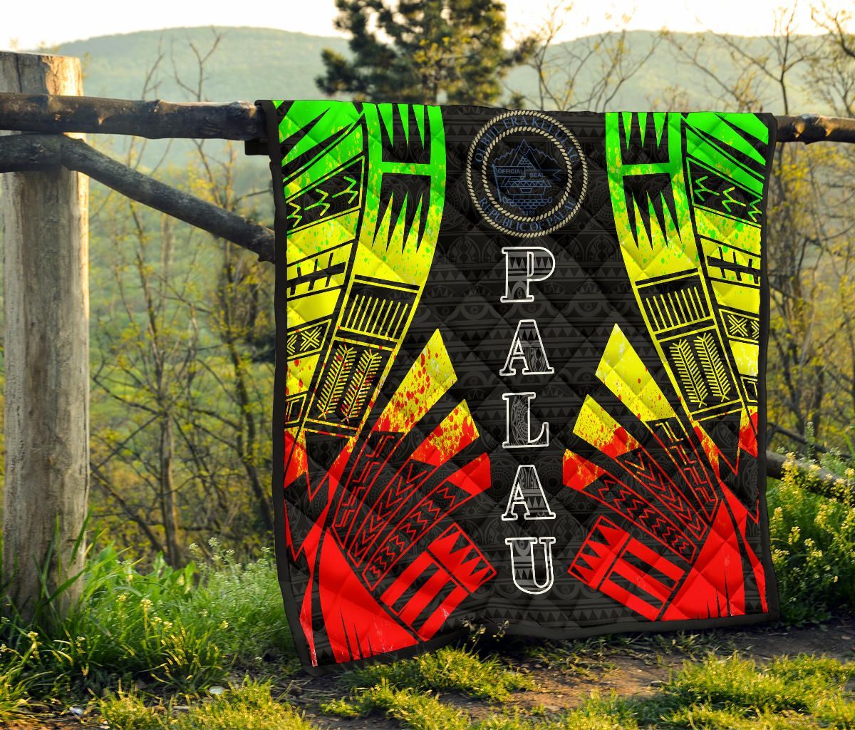 Palau Premium Quilt - Palau Seal Polynesian Reggae Tattoo