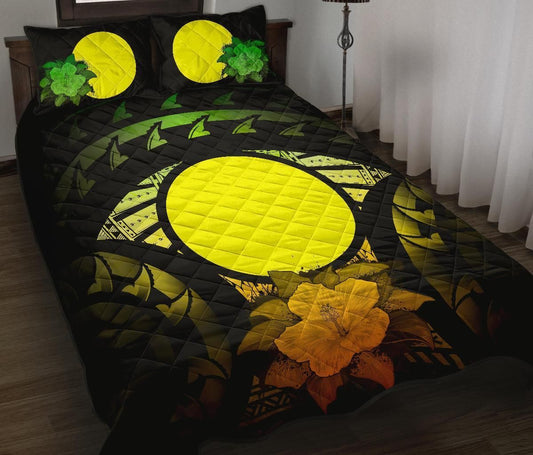 Palau Polynesian Quilt Bed Set Hibiscus Reggae