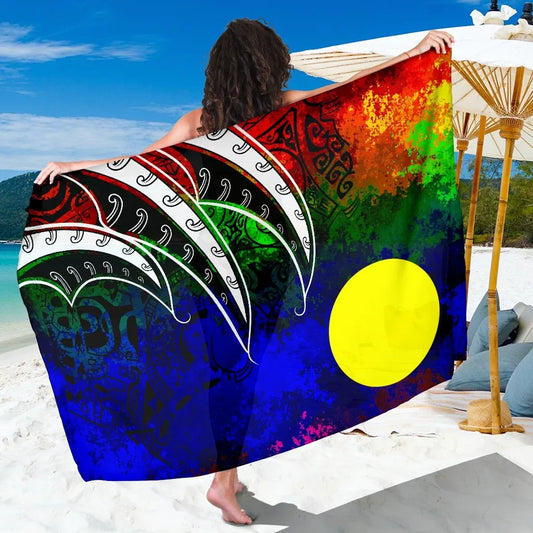 Palau Sarong - Tropical Leaf Rainbow Color