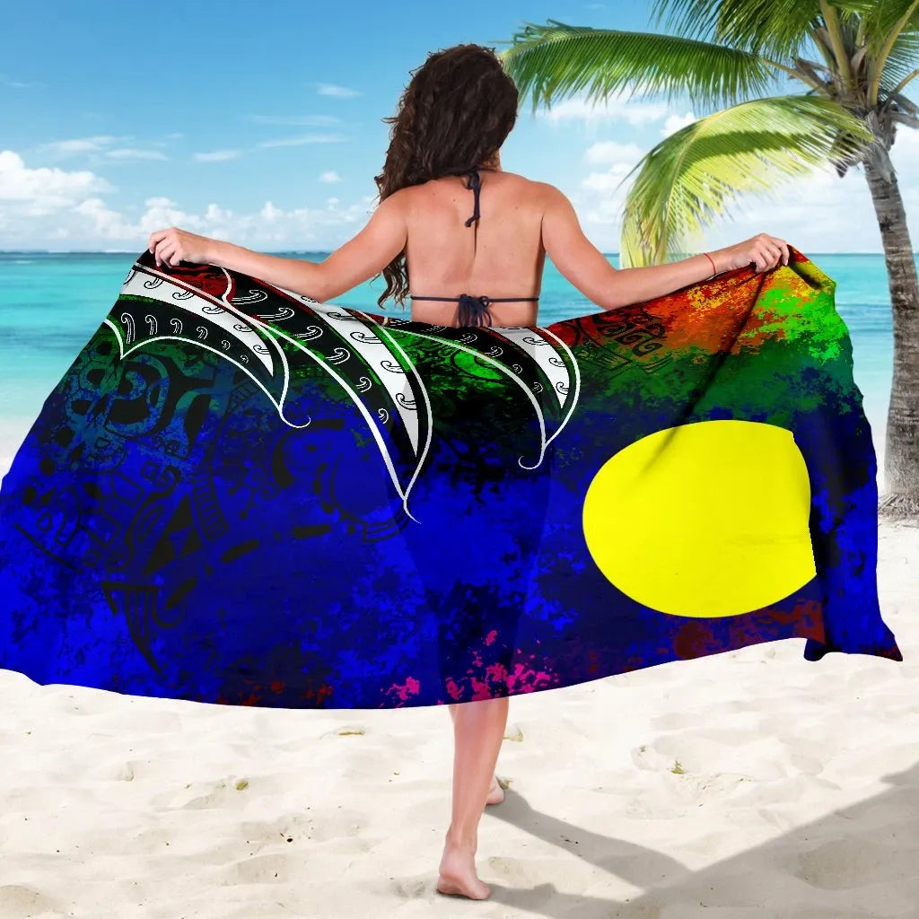 Palau Sarong - Tropical Leaf Rainbow Color