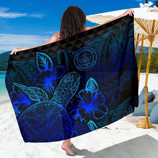 Palau Sarong - Turtle Hibiscus Pattern Blue
