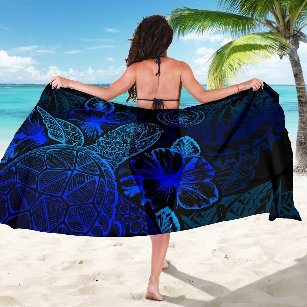 Palau Sarong - Turtle Hibiscus Pattern Blue