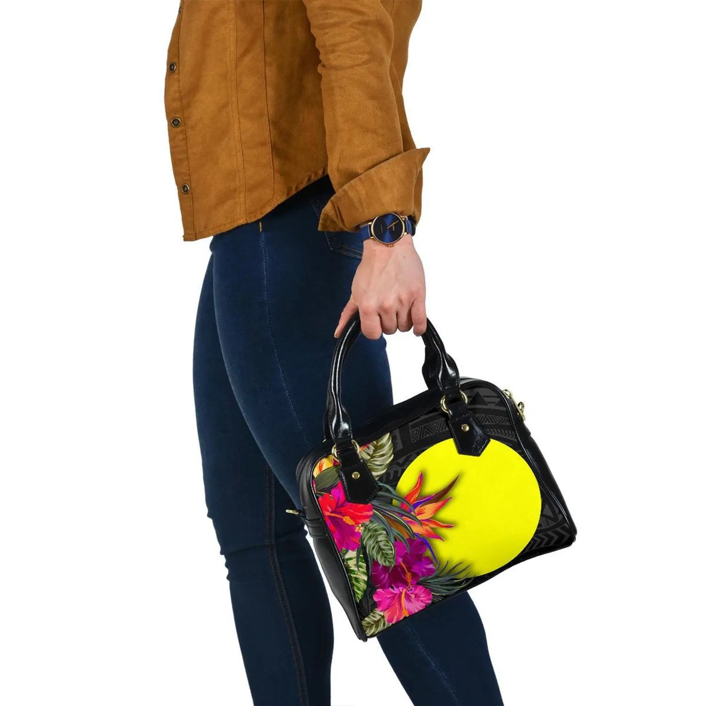Palau Shoulder Handbag - Polynesian Hibiscus Pattern