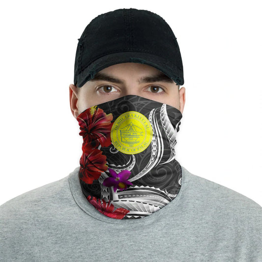Palau Neck Gaiter Tropical Flower with Polynesian Pattern