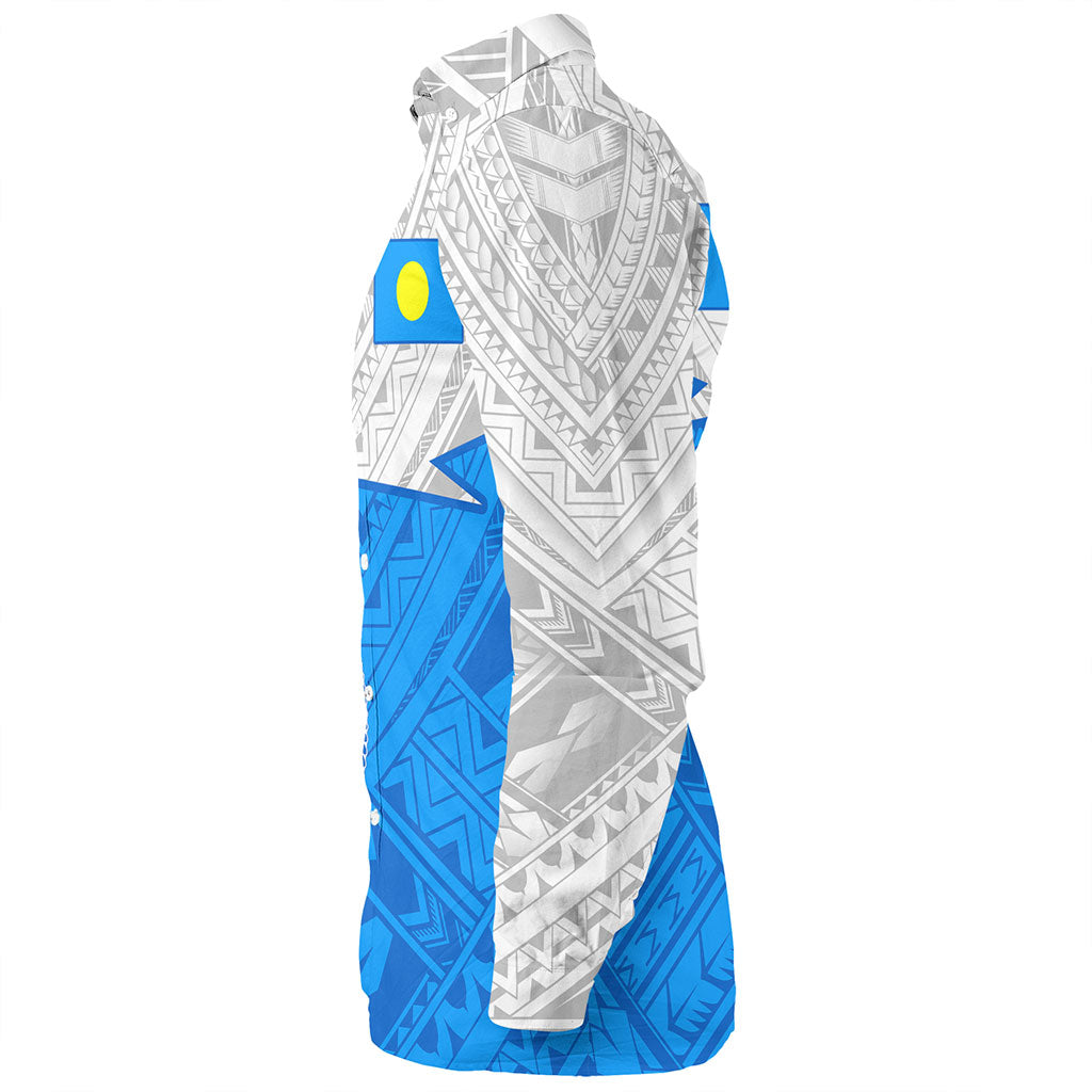 Palau Long Sleeve Shirt Polynesian Tattoo Flag And Coat Of Arms