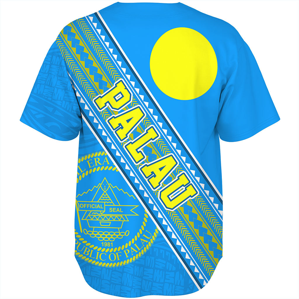 Palau Baseball Shirt Flag And Coat Of Arms