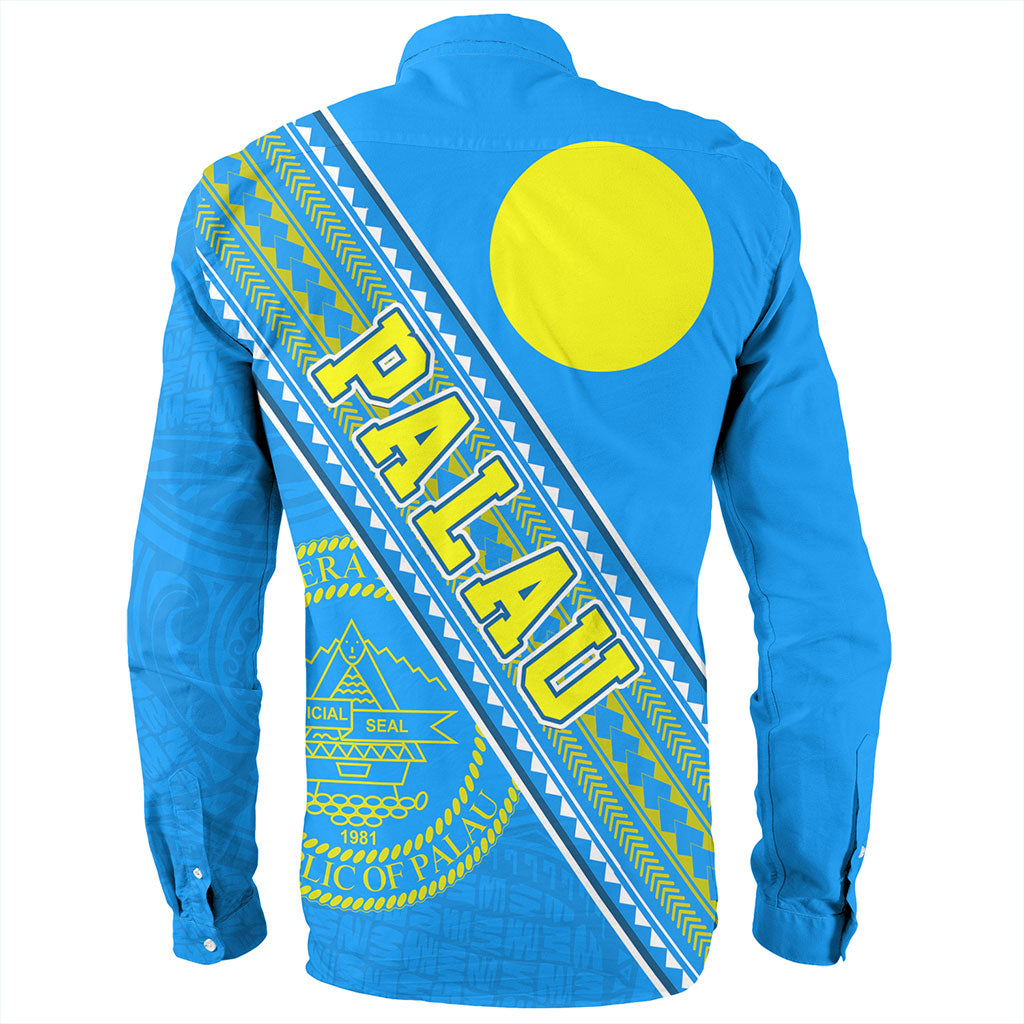 Palau Long Sleeve Shirt Flag And Coat Of Arms