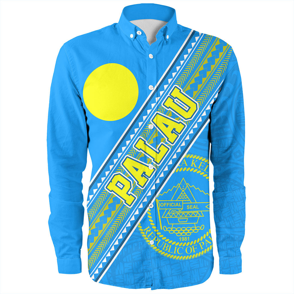 Palau Long Sleeve Shirt Flag And Coat Of Arms