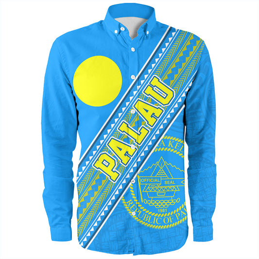 Palau Long Sleeve Shirt Flag And Coat Of Arms