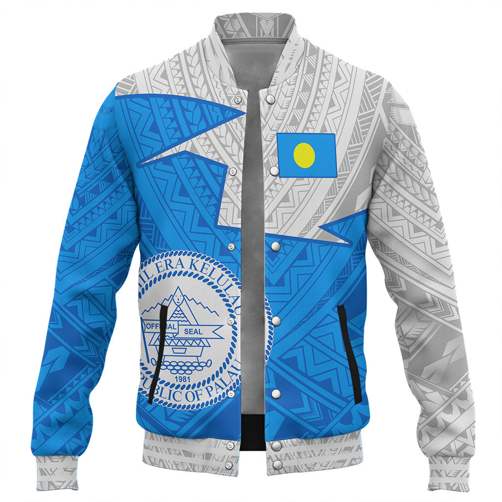 Palau Baseball Jacket Polynesian Tattoo Flag And Coat Of Arms