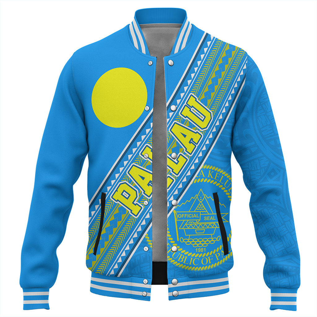 Palau Baseball Jacket Flag And Coat Of Arms