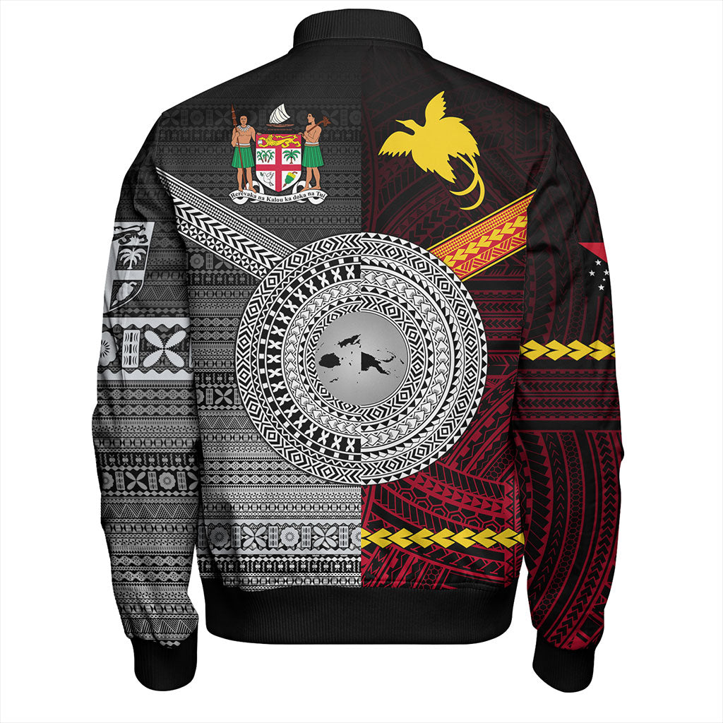 Fiji And Papua Bomber Jacket Polynesian And Tapa Together