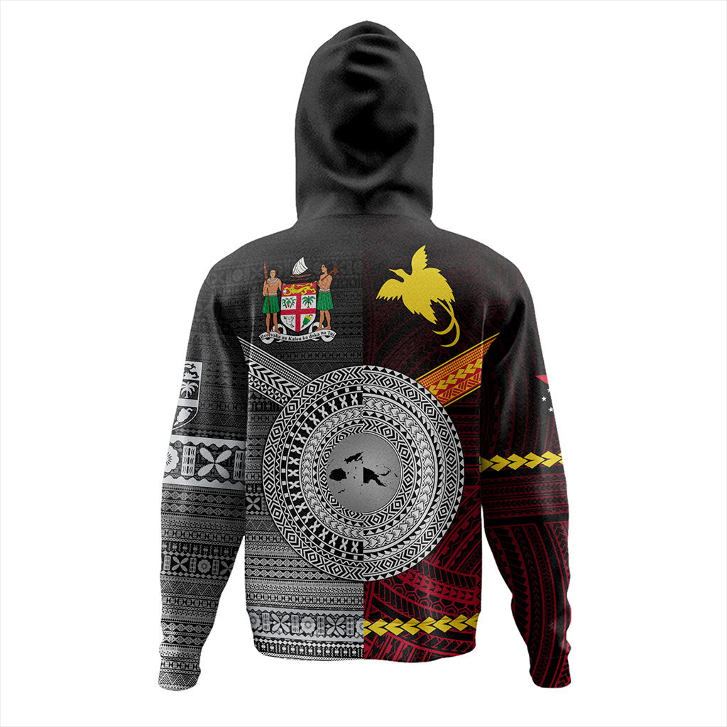 Fiji And Papua Hoodie Polynesian And Tapa Together