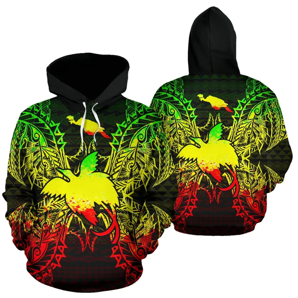 Papua New Giunea Polynesian ll Over Hoodie Map Reggae