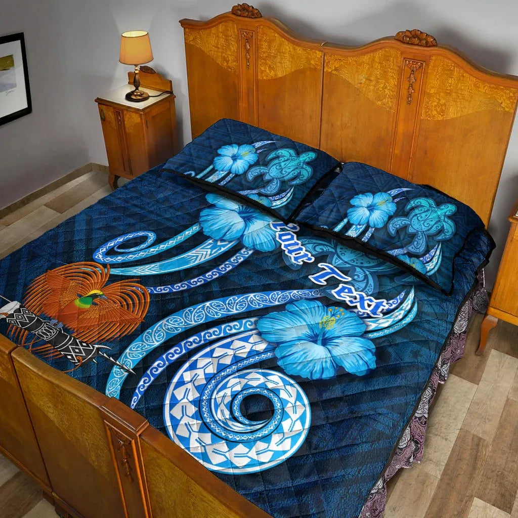 Papua New Guinea Personalised Quilt Bed Set - Turtle and Tribal Tattoo Of Polynesian