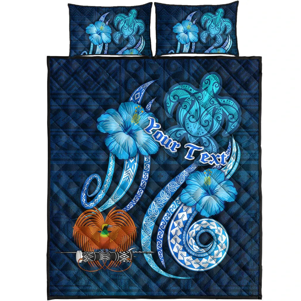 Papua New Guinea Personalised Quilt Bed Set - Turtle and Tribal Tattoo Of Polynesian