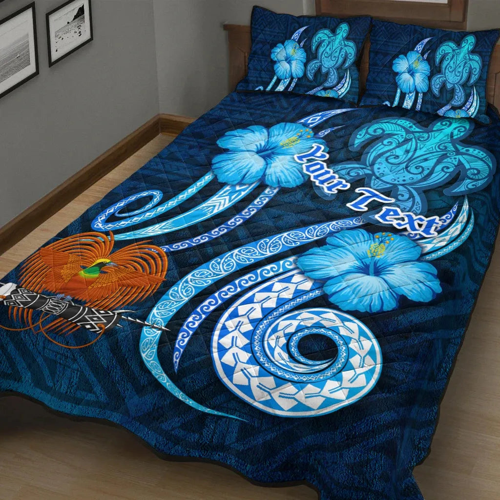 Papua New Guinea Personalised Quilt Bed Set - Turtle and Tribal Tattoo Of Polynesian