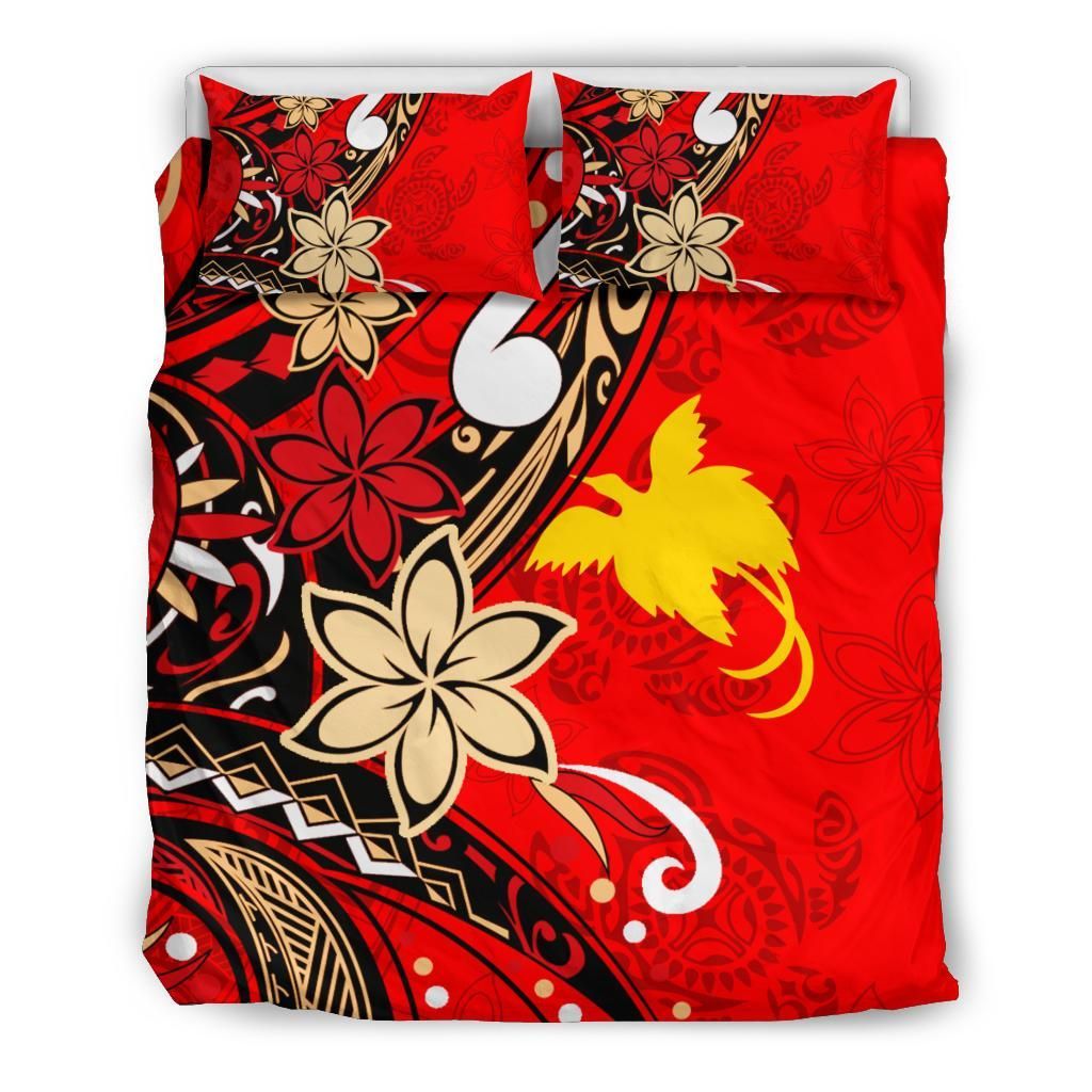 Papua Polynesian Bedding Set - Tribal Flower With Special Turtles Red Color