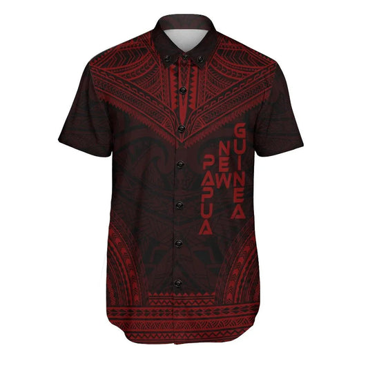 Papua Polynesian Chief Short Sleeve Shirt - Red Version
