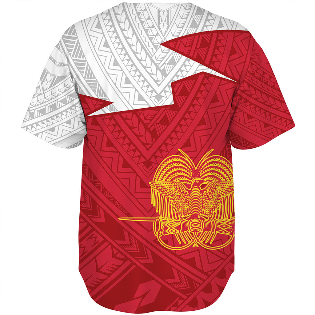 Papua New Guinea Baseball Shirt Polynesian Tattoo Flag And Coat Of Arms