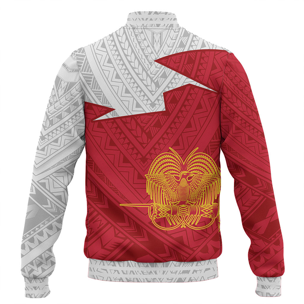 Papua New Guinea Baseball Jacket Polynesian Tattoo Flag And Coat Of Arms